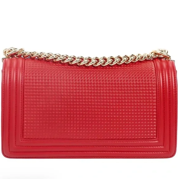 Chanel calfskin leather shoulder bag Red Medium Waffle Quilted calfskin leather - Picture 2 of 5